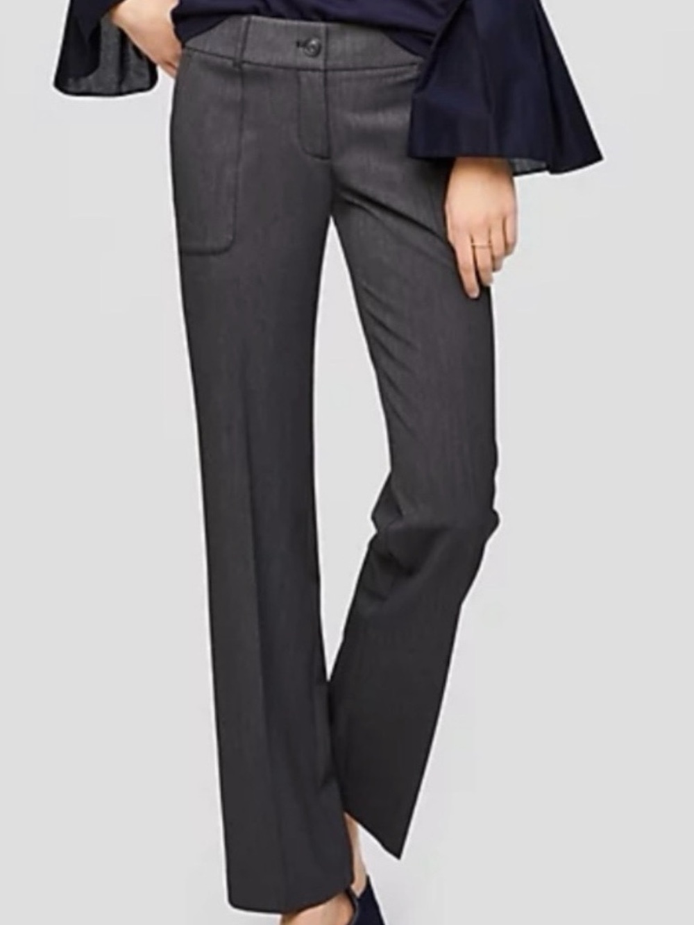 LOFT Marisa Custom Stretch Gray Straight Leg Trouser Pants Size 14 - EUC